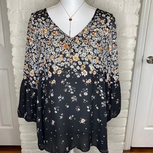 Collective Concepts Tops - Collective Concepts Floral Blouse 1X